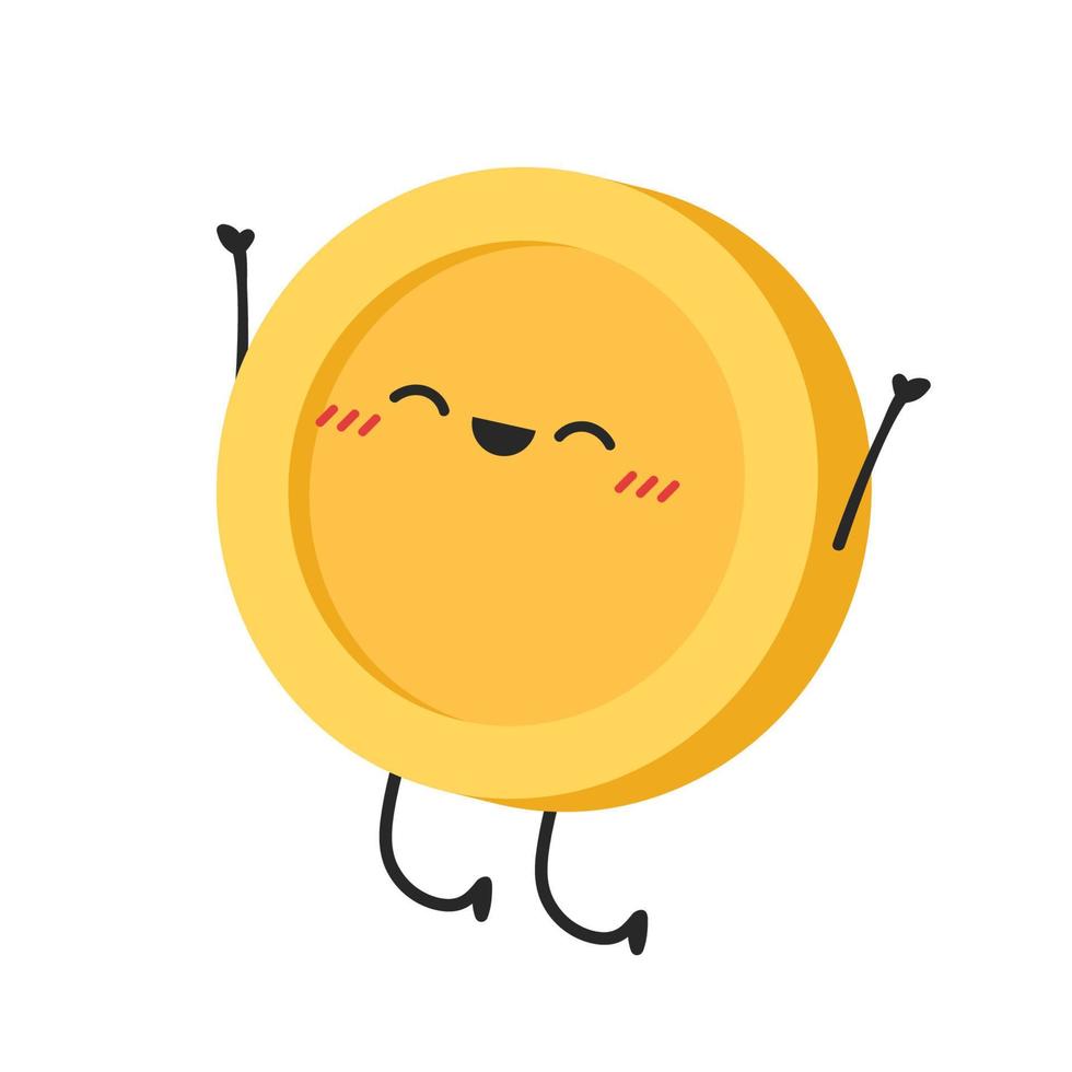 Coin character design. Glad. Coin vector. Blank for text. vector