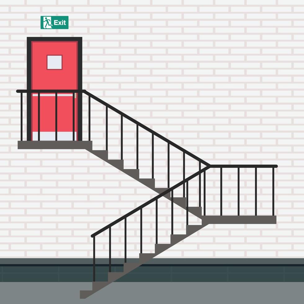 Exit door vector. free space for text. wallpaper. background. fire door. stair. vector