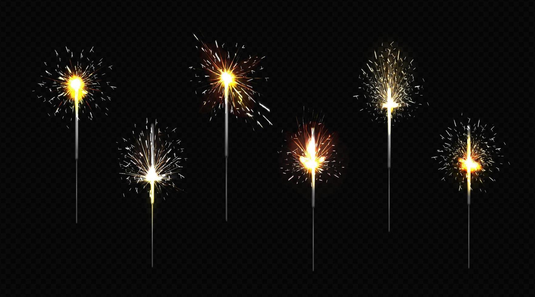 Bengal fire set, sparkler lights for party vector