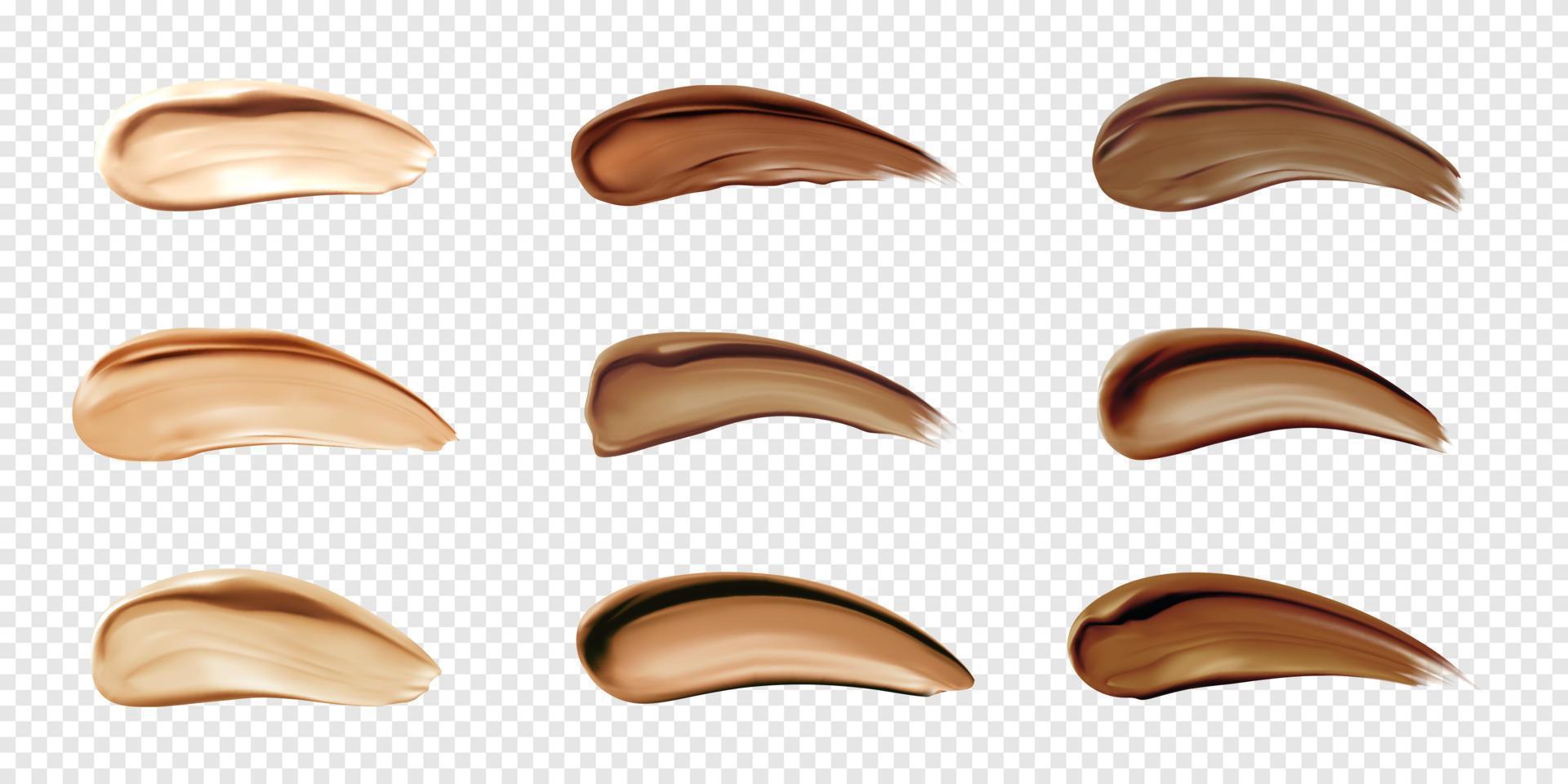 Cosmetic foundation swatches, smears of concealer vector