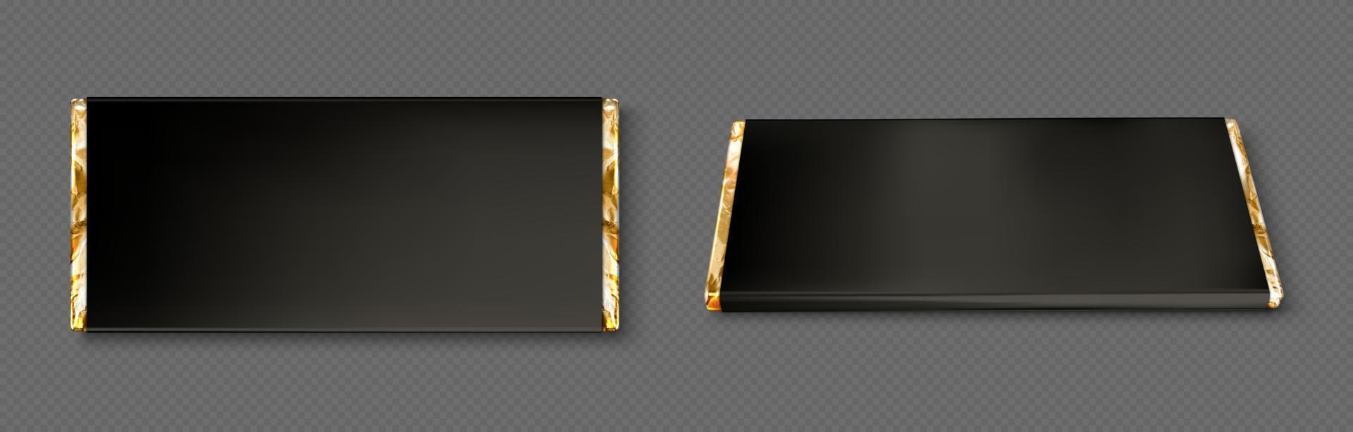 Chocolate bar wrapper of gold foil and black paper 17427872 Vector Art