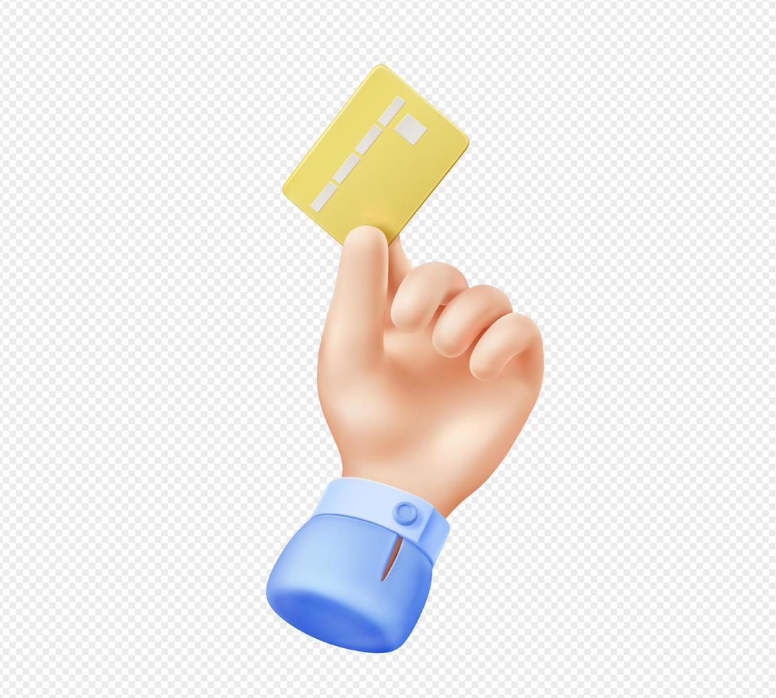 3d render hand hold gold credit card Illustration vector
