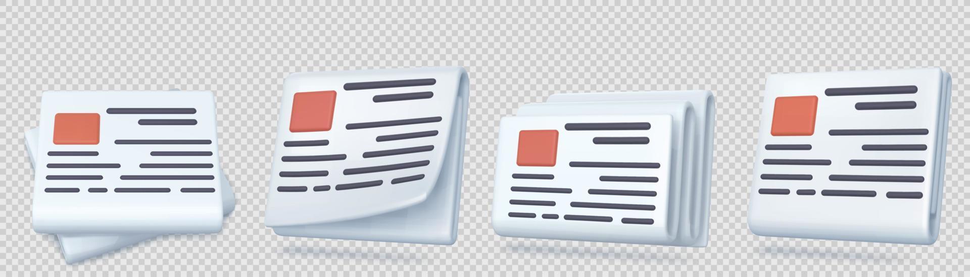 Daily newspaper, paper press icons vector