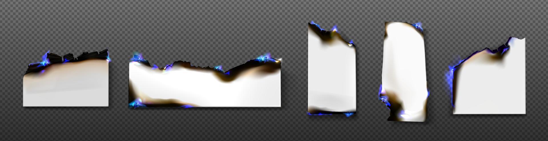 Burning white paper sheets with blue fire vector