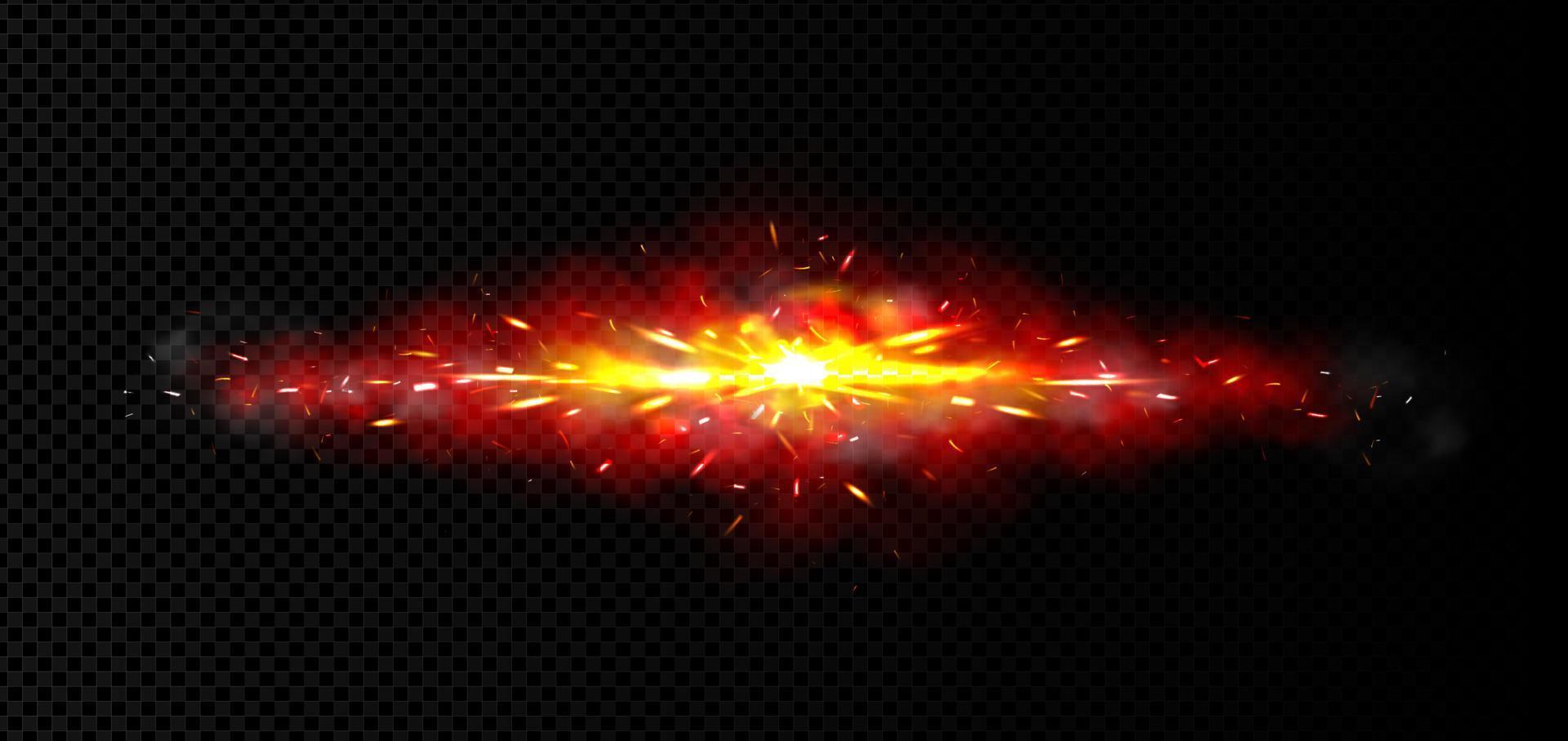 Explosion effect with fire, sparks and smoke vector