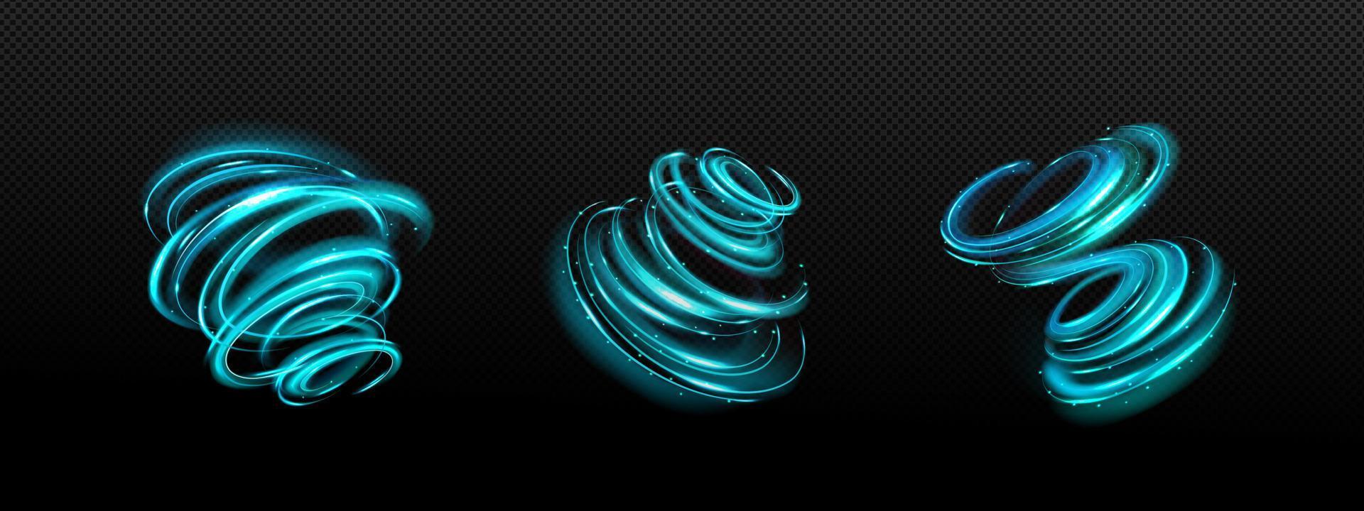 Abstract blue swirls  set on dark  background vector