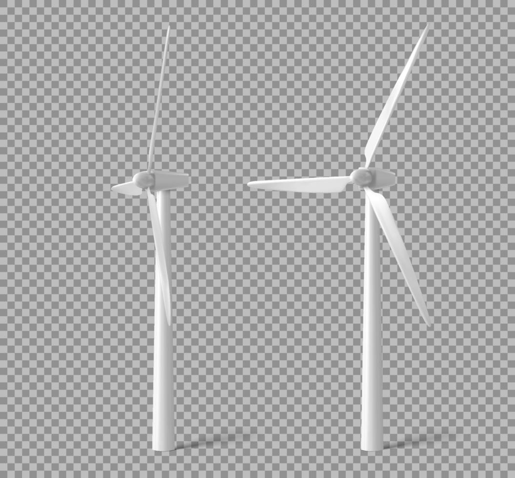 Wind turbines, windmills energy power generators vector