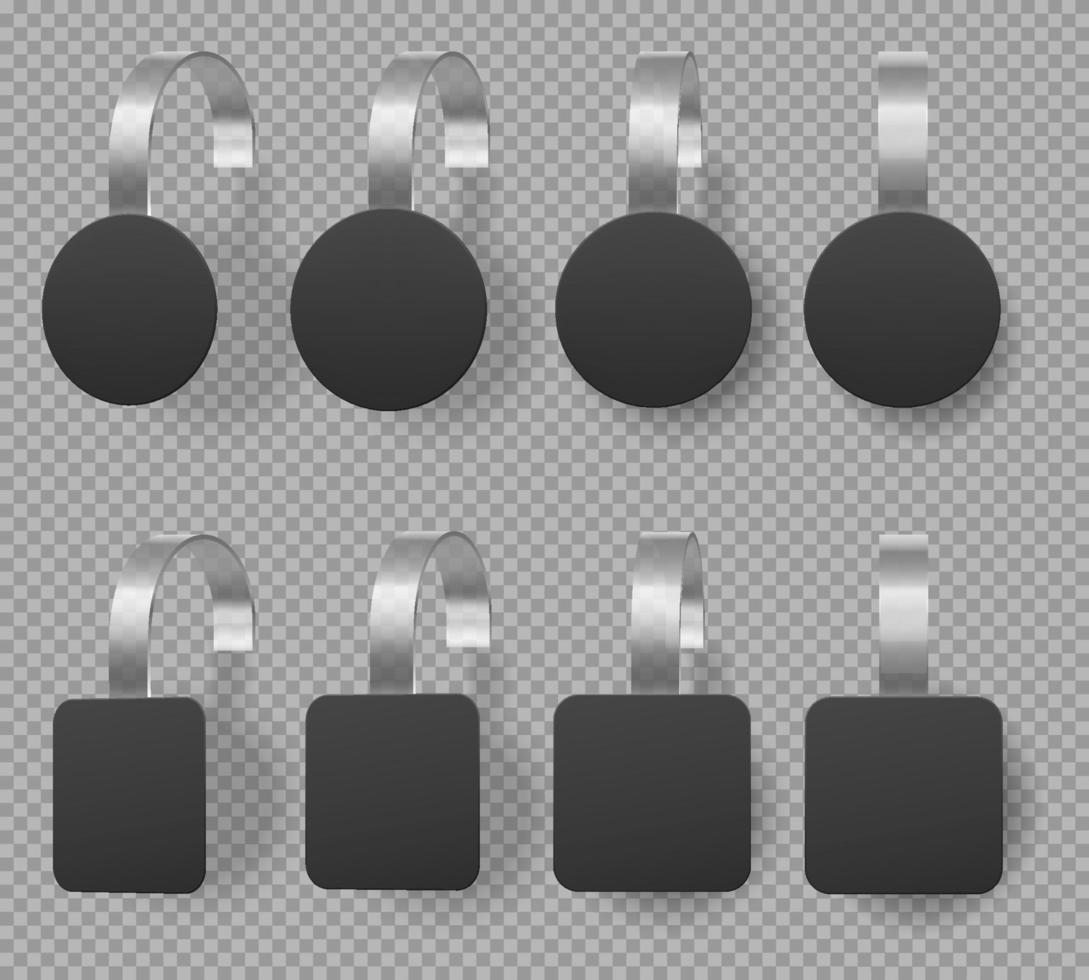 Black square and round wobblers, price tags vector