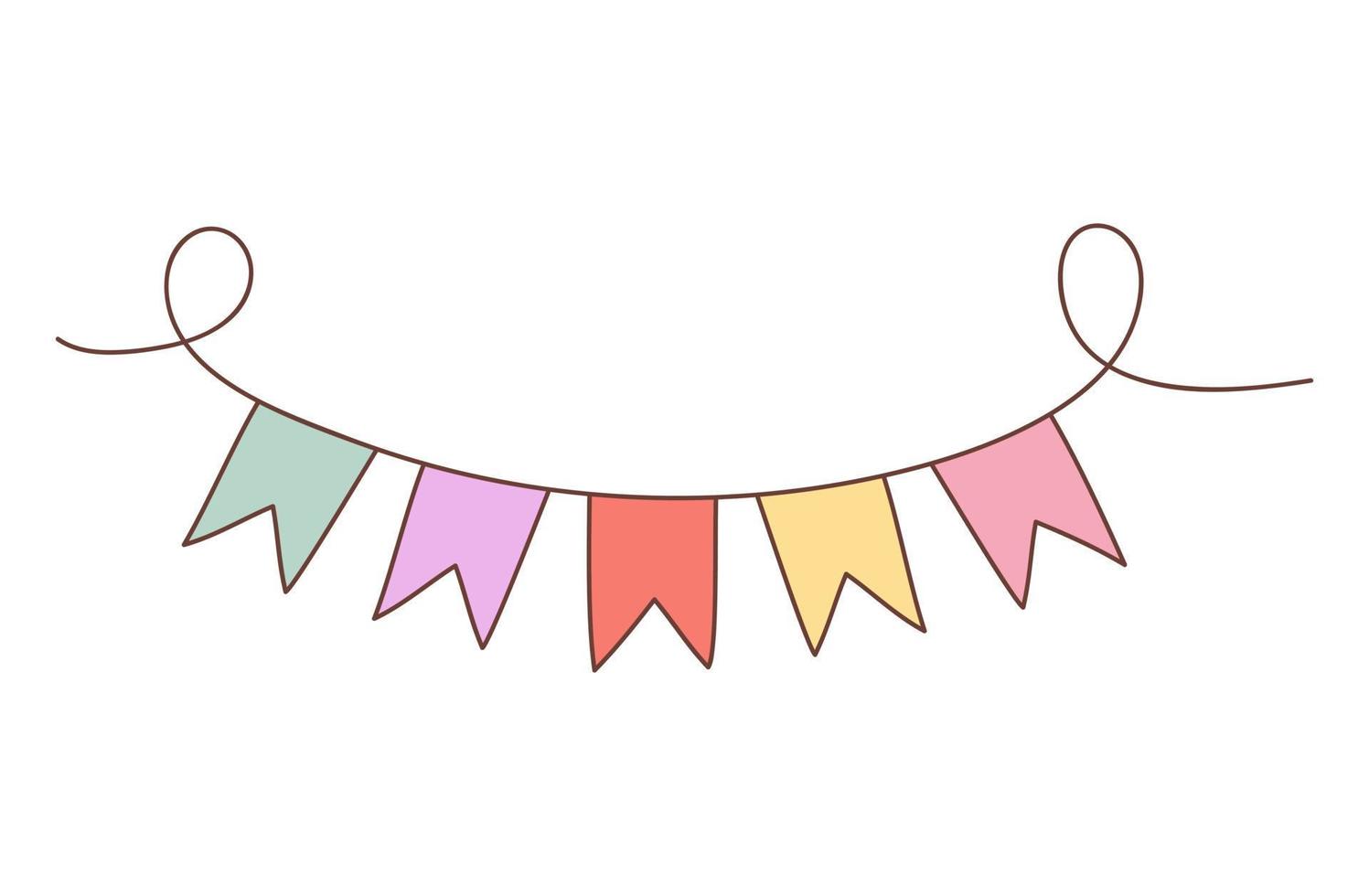 Holiday bunting flags in doodle style. Carnival garland with flags. vector