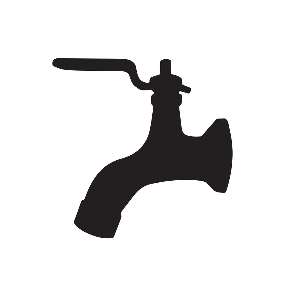 Faucet icon vector silhouette drawing illustration isolated on plain white background. Simple flat black shadow pictogram.