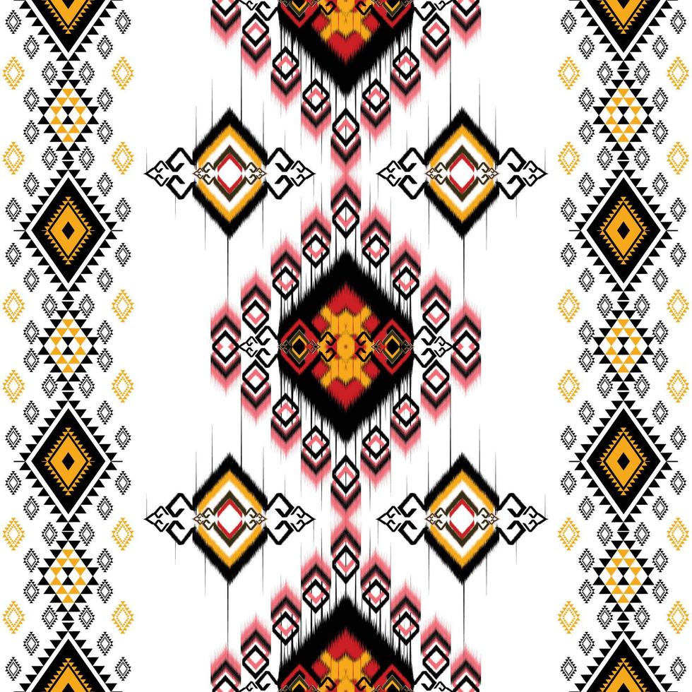 Ikat pattern. Geometric ethnic pattern African,American, western,Pakistan,Asia,Aztec motif textile and bohemian.design for background, wallpaper,carpet print, fabric, batik,tile. Ikat paisley vector. vector