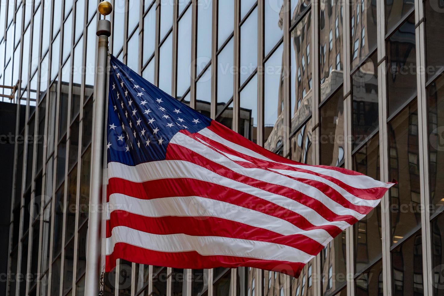 usa flag in new york trump tower building photo