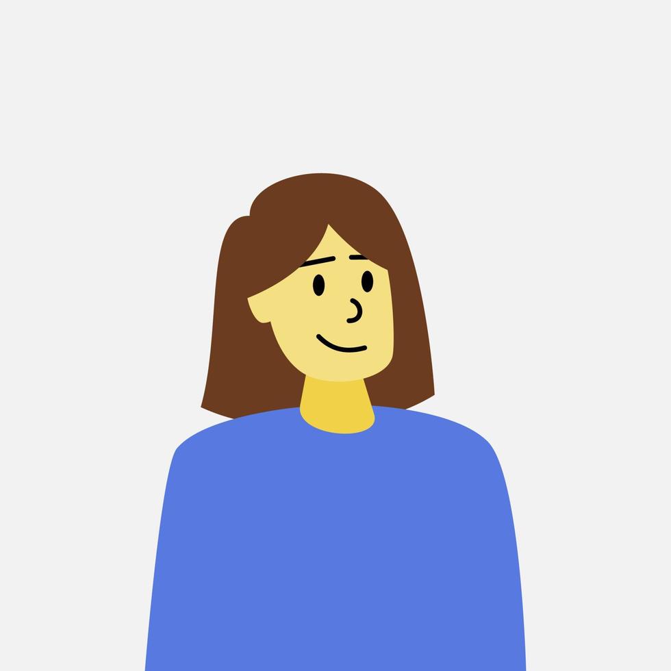 niña de pelo corto marrón sonriendo ilustración de vector de imágenes prediseñadas para decoraciones de diseño. ilustración de vector plano de avatar de personas.