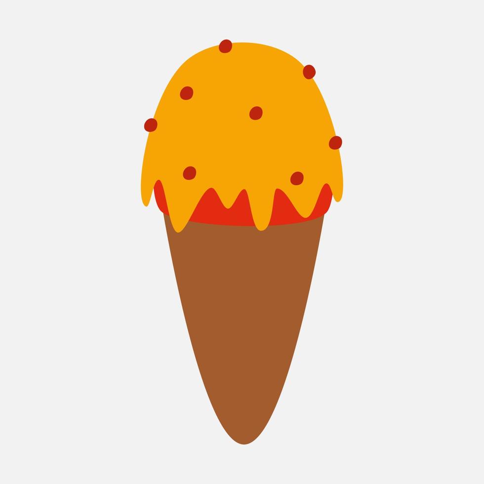 ilustración de vector de imágenes prediseñadas de cono de helado con sabor a frutas tropicales para decoraciones de diseño. ilustración de tema de alimentos y bebidas de verano.