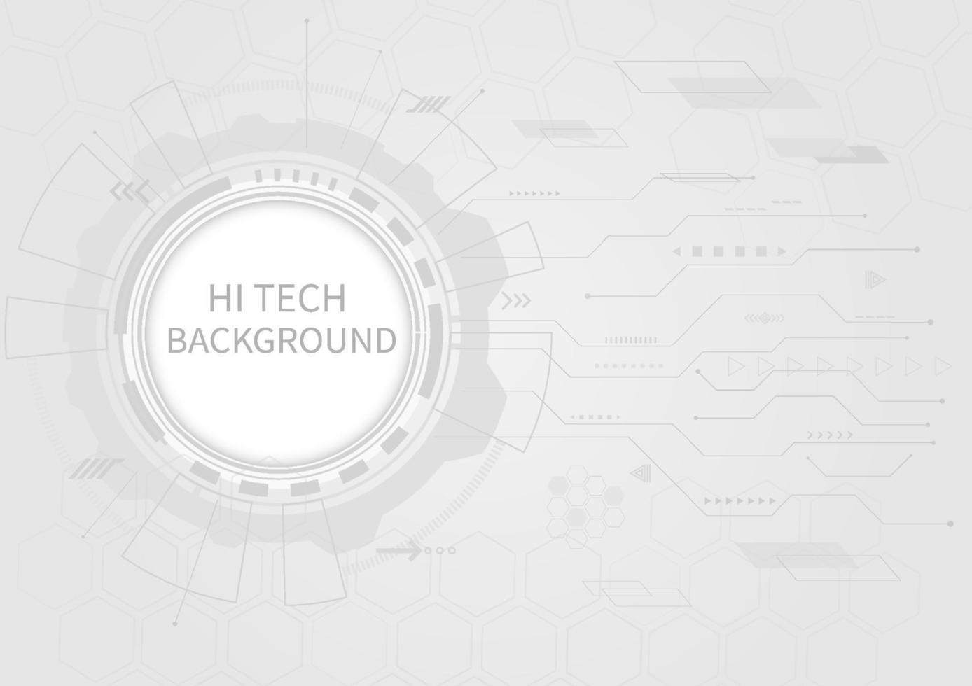 Abstract hi-tech technology circle with various elements, innovation, communication concept Circle the empty space for the text. on a gray background vector