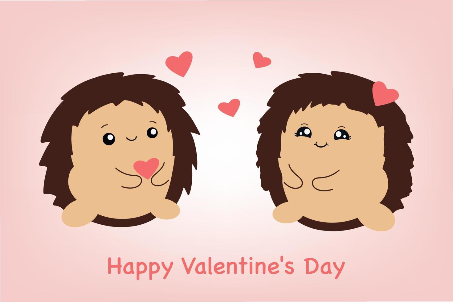 Cute hedgehogs. Valentine with lovers. Vector illustration isolated on pink background