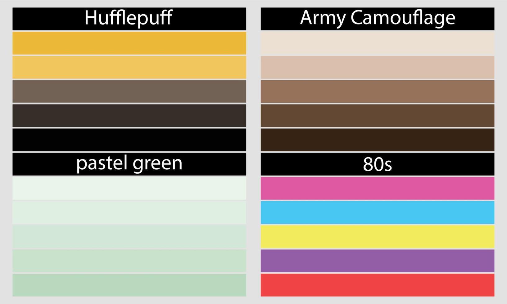 Color Palettes  A color palette is a set of colors used in a design or visual project. These colors are carefully chosen to create a cohesive and visually appealing design. vector