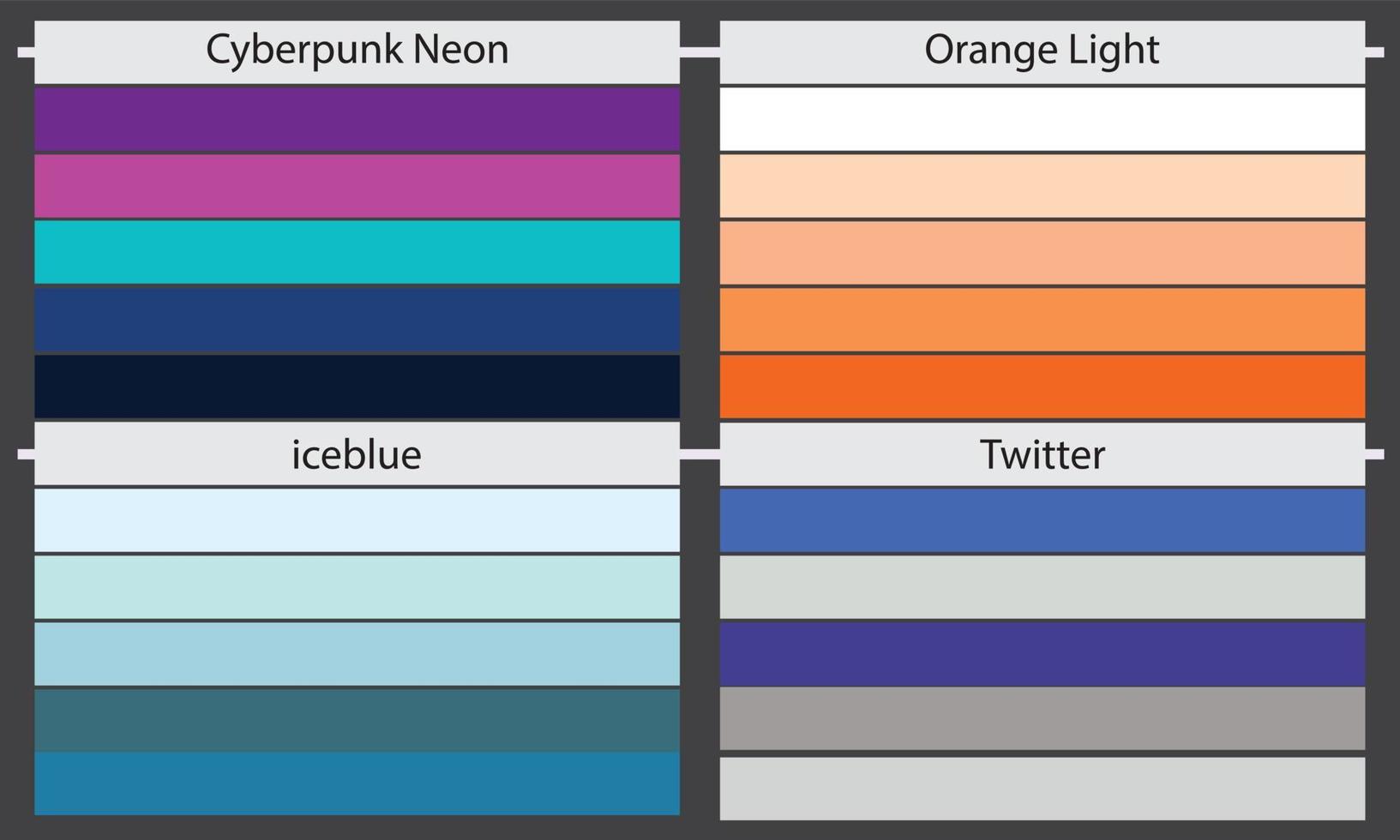 paletas de colores una paleta de colores es un conjunto de colores utilizados en un diseño o proyecto visual. estos colores se eligen cuidadosamente para crear un diseño cohesivo y visualmente atractivo. vector