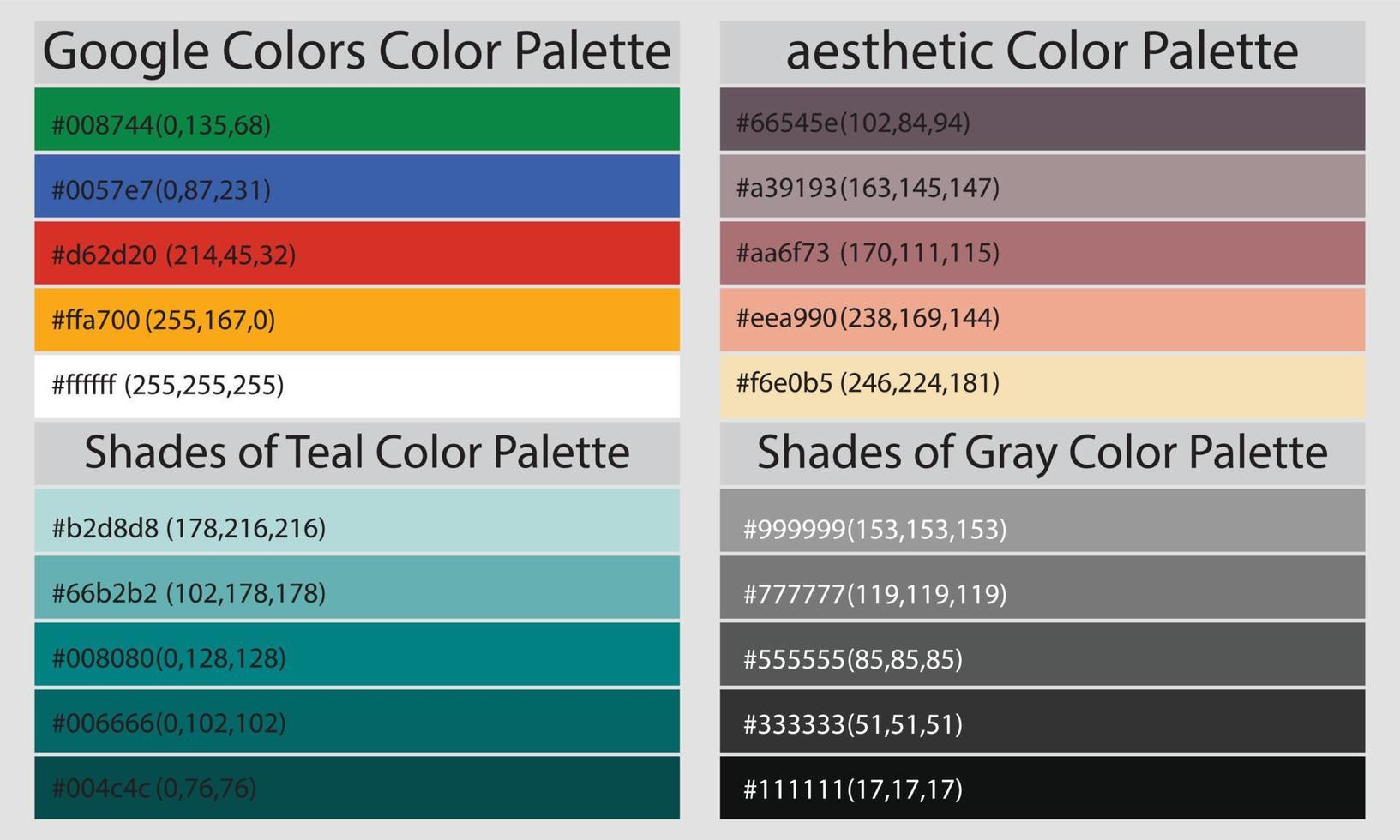 Color Palettes  A color palette is a set of colors used in a design or visual project. These colors are carefully chosen to create a cohesive and visually appealing design. vector