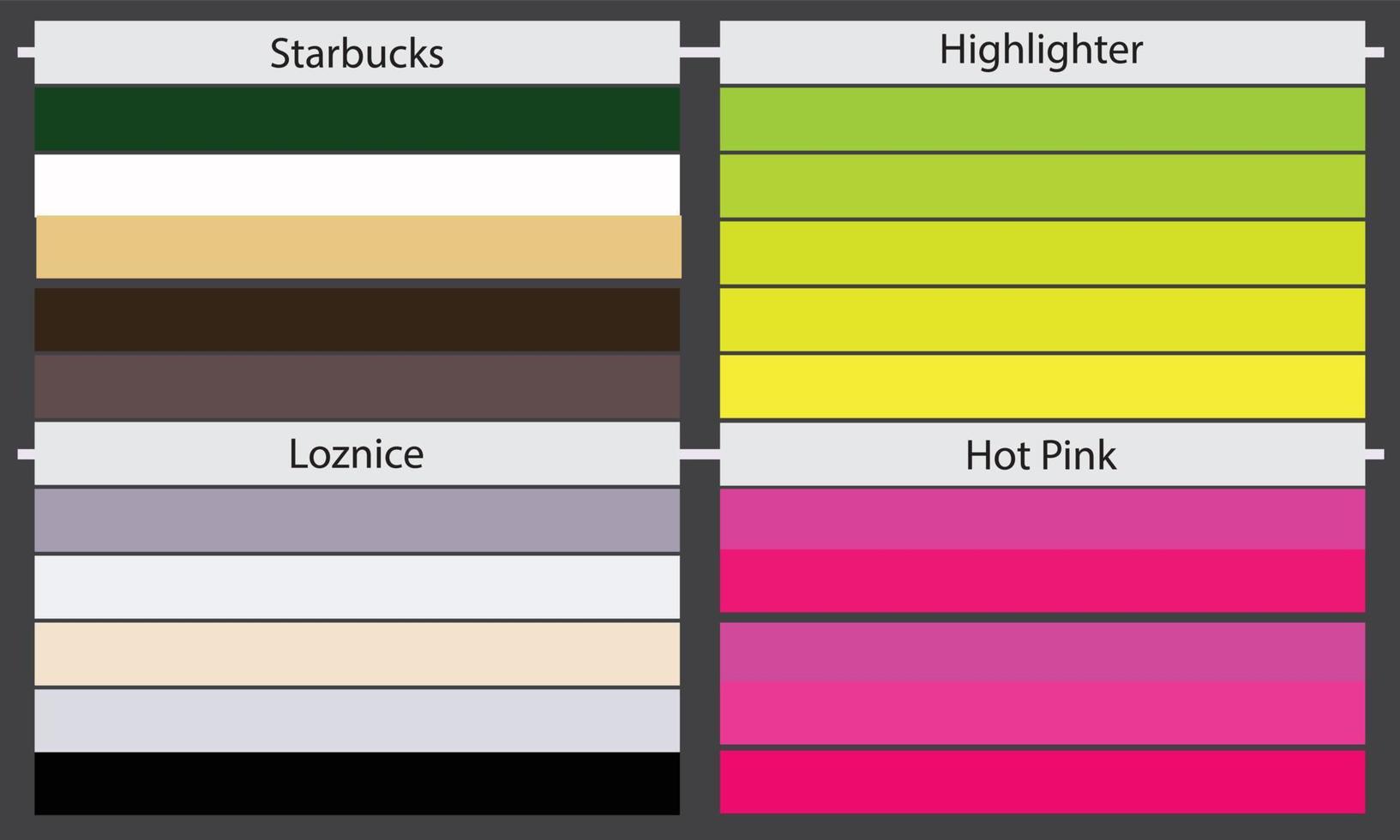 Color Palettes  A color palette is a set of colors used in a design or visual project. These colors are carefully chosen to create a cohesive and visually appealing design. vector
