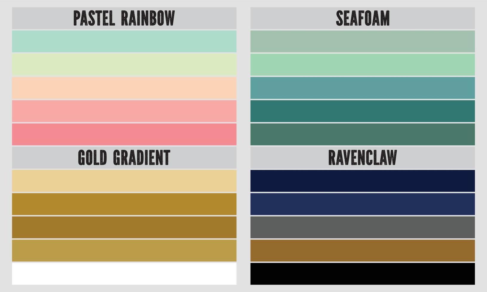 Color Palettes  A color palette is a set of colors used in a design or visual project. These colors are carefully chosen to create a cohesive and visually appealing design. vector