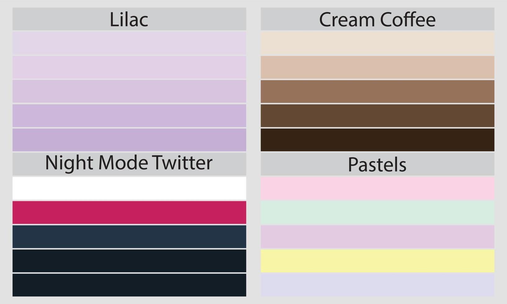 Color Palettes  A color palette is a set of colors used in a design or visual project. These colors are carefully chosen to create a cohesive and visually appealing design. vector