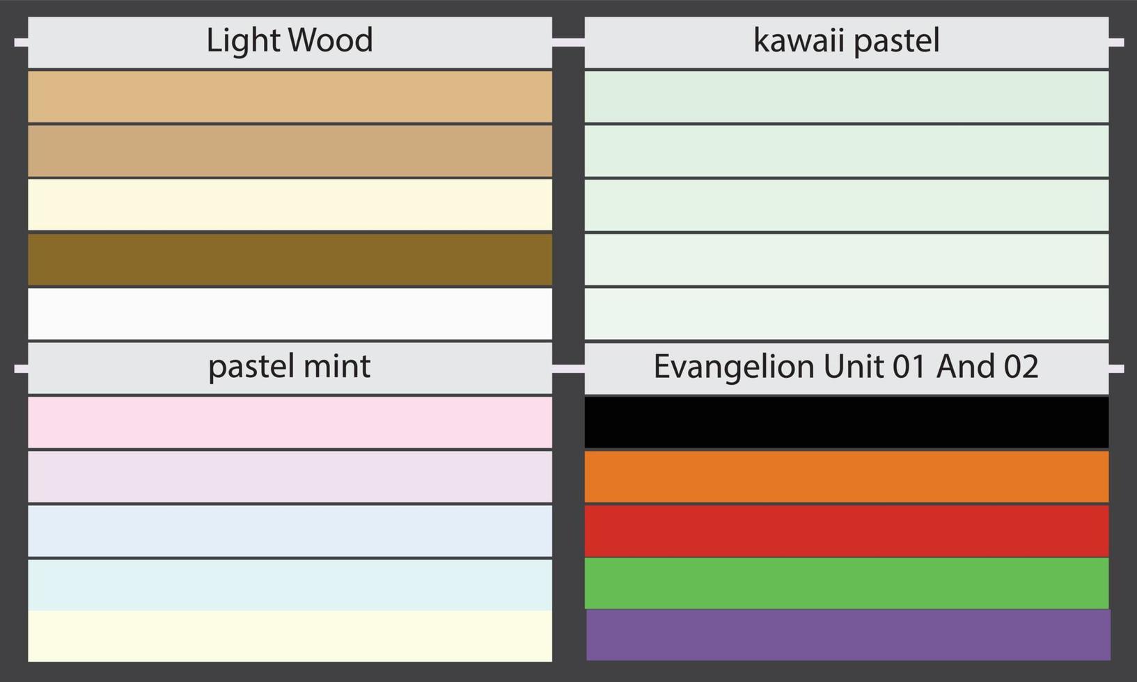 Color Palettes  A color palette is a set of colors used in a design or visual project. These colors are carefully chosen to create a cohesive and visually appealing design. vector