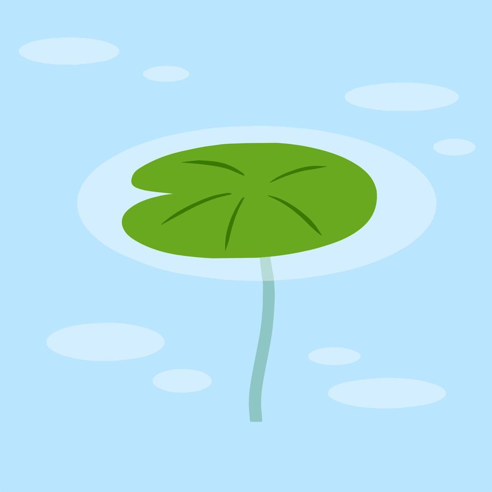 Water lily in pond. River plant. Green leaves on water. Nature of swamp, scenery of lake. Flat cartoon vector