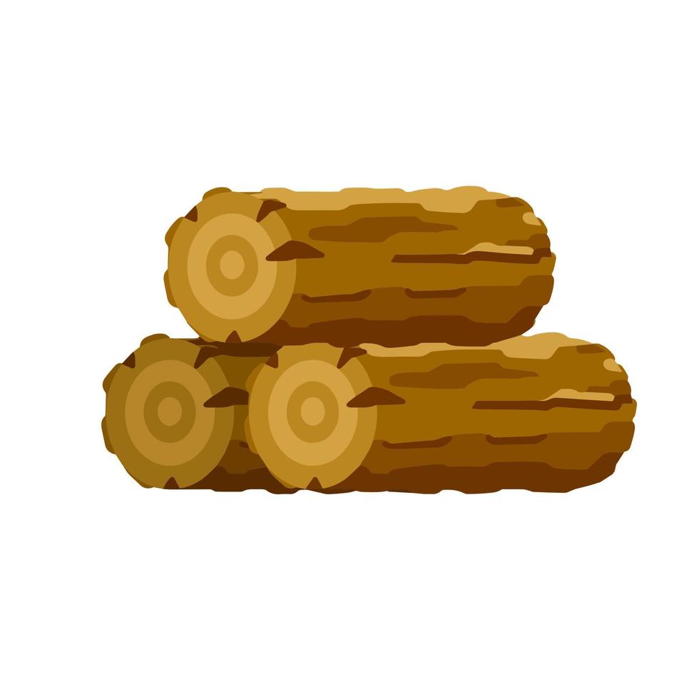 Brown log. Building wood material. Natural element. Environment of forest. vector