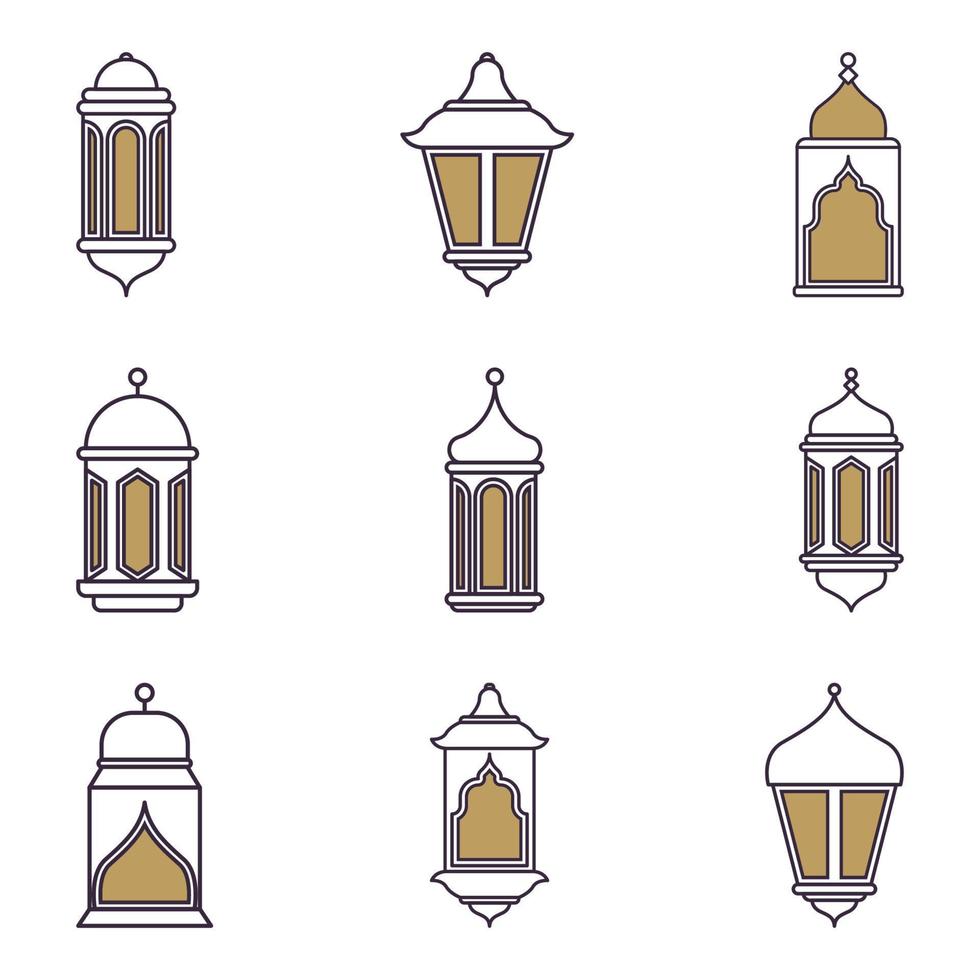 Arabic traditional Ramadan Kareem eastern lanterns garland. vector