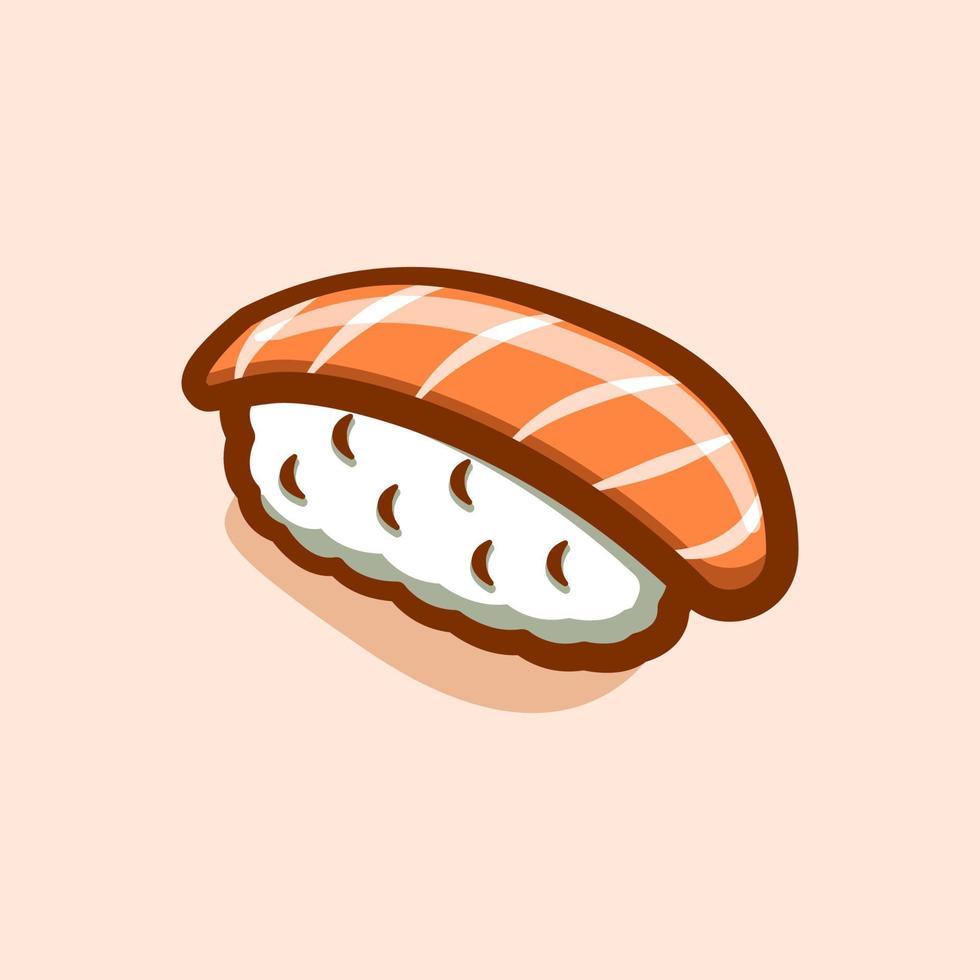 salmon fish nigiri sushi illustration concept in cartoon style vector