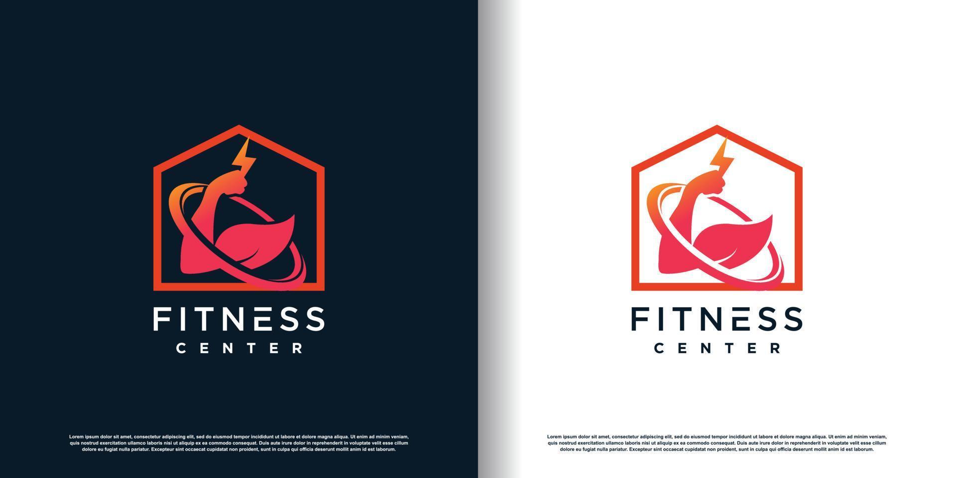 fitness logo design with creative concept premium vector