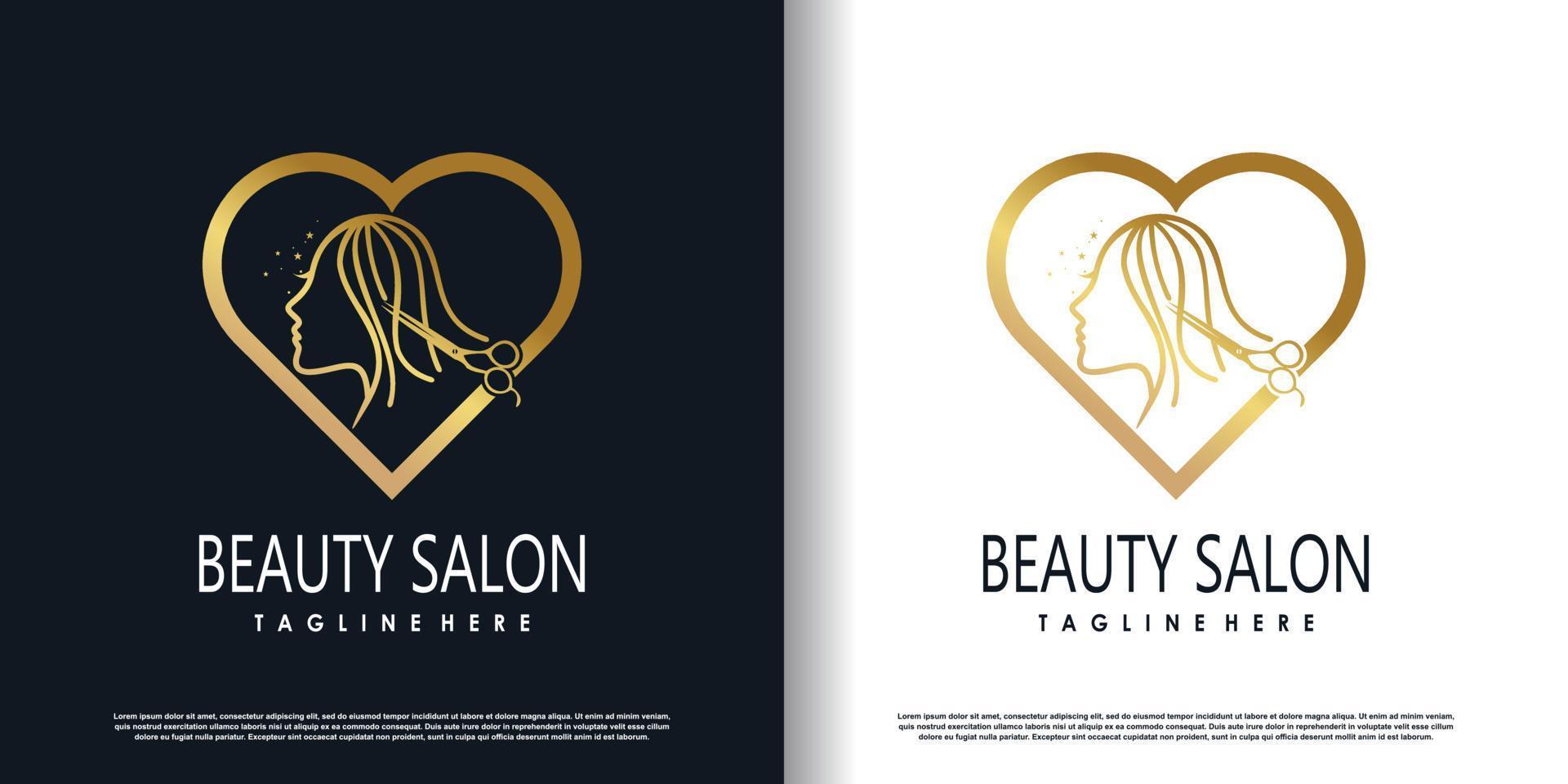 vector de diseño de logotipo de corte de pelo para moda con vector premium de concepto creativo