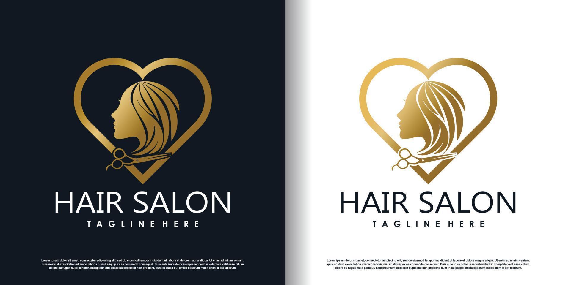 vector de diseño de logotipo de corte de pelo para moda con vector premium de concepto creativo