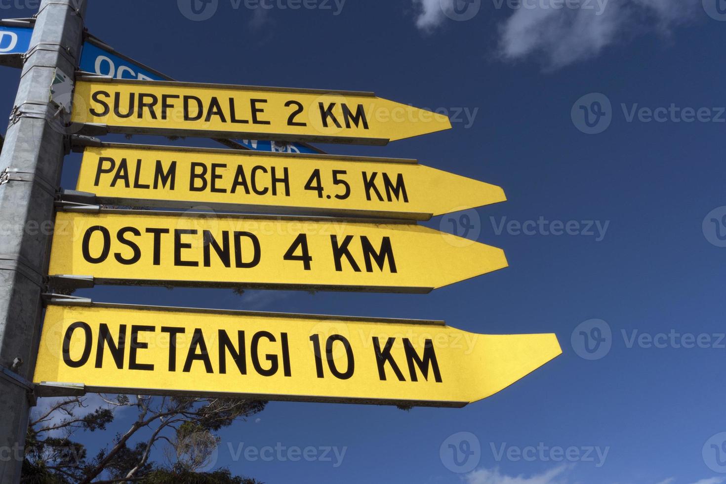 Oneroa road sign Waiheke Island New Zealand photo