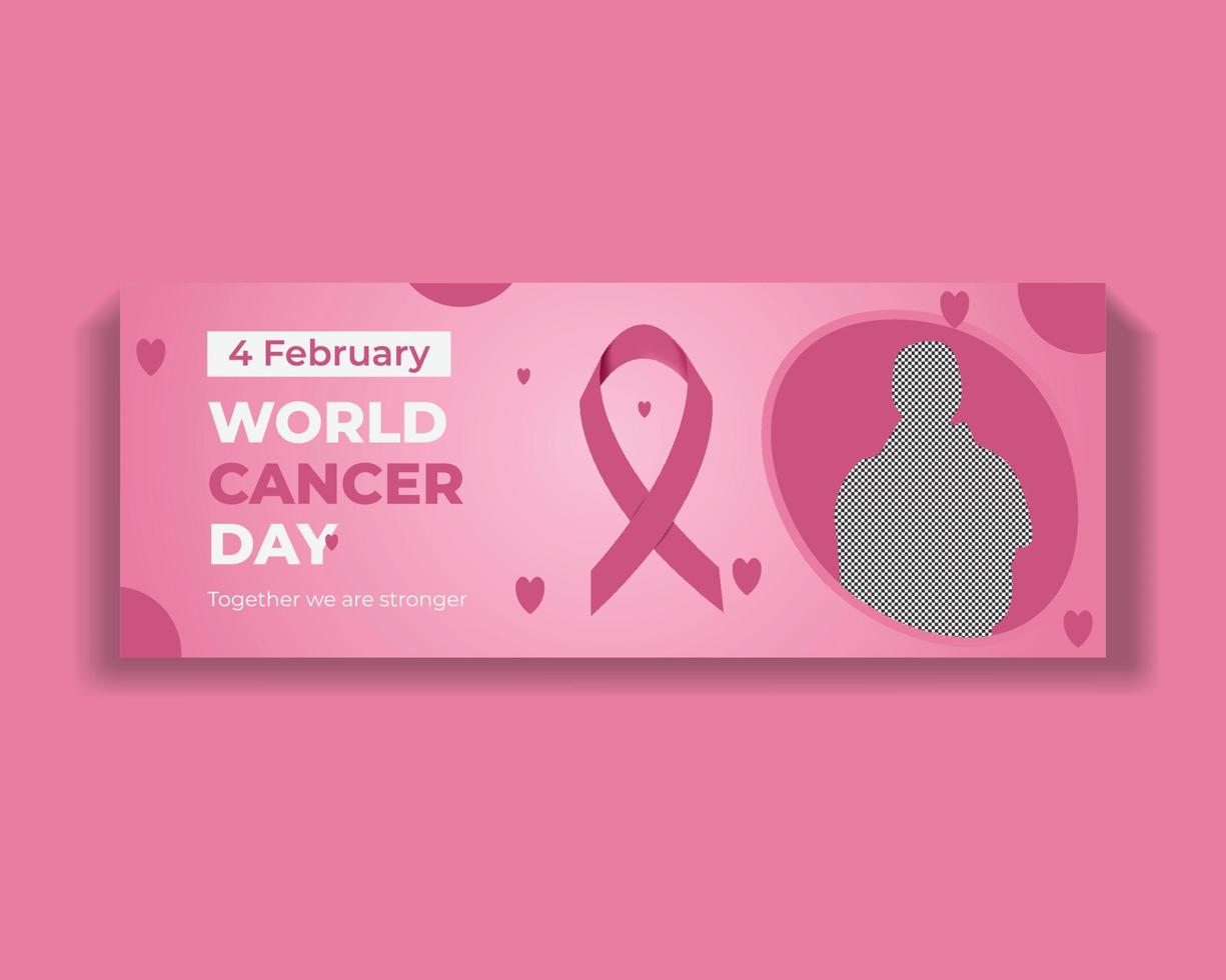 plantilla rosa de diseño de portada de redes sociales del día mundial contra el cáncer vector