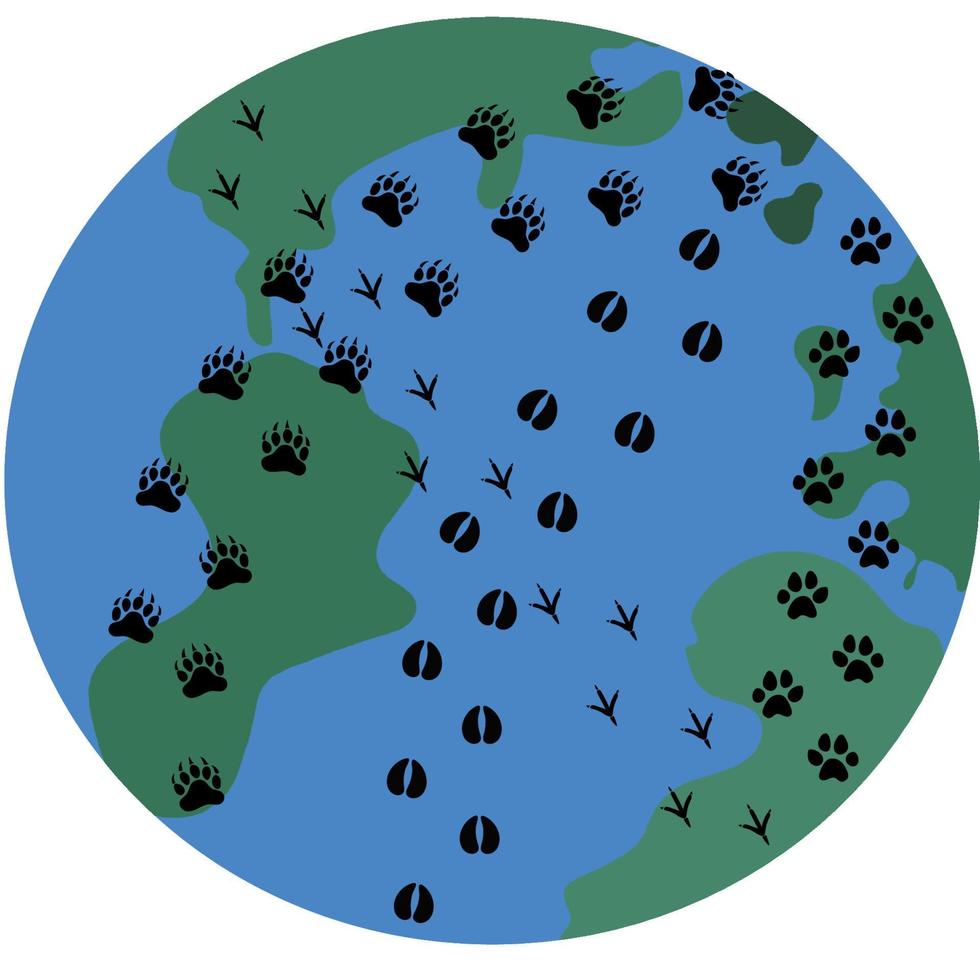 ilustración vectorial con huellas de tierra y animales.día mundial de la vida silvestre.día de la tierra vector