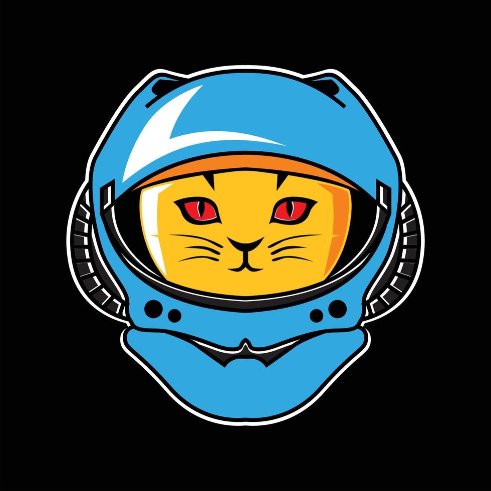 Adorable Astrocat logo handdrawn illustration vector