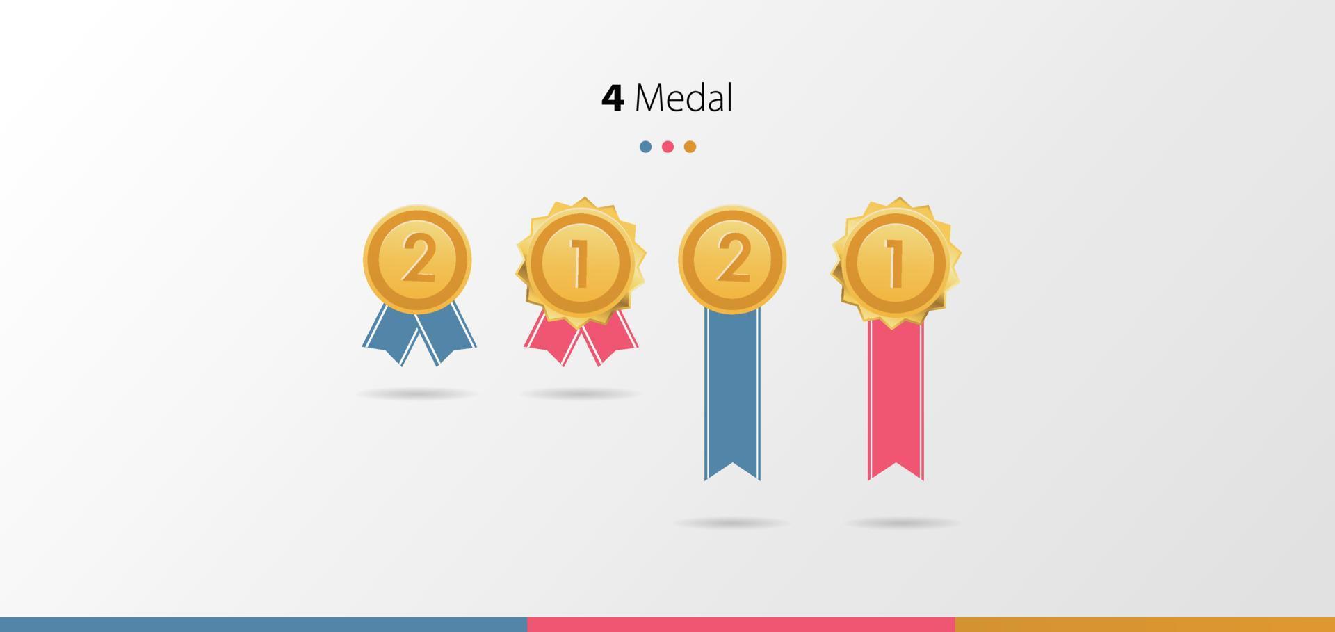 Award medals icons Vector set
