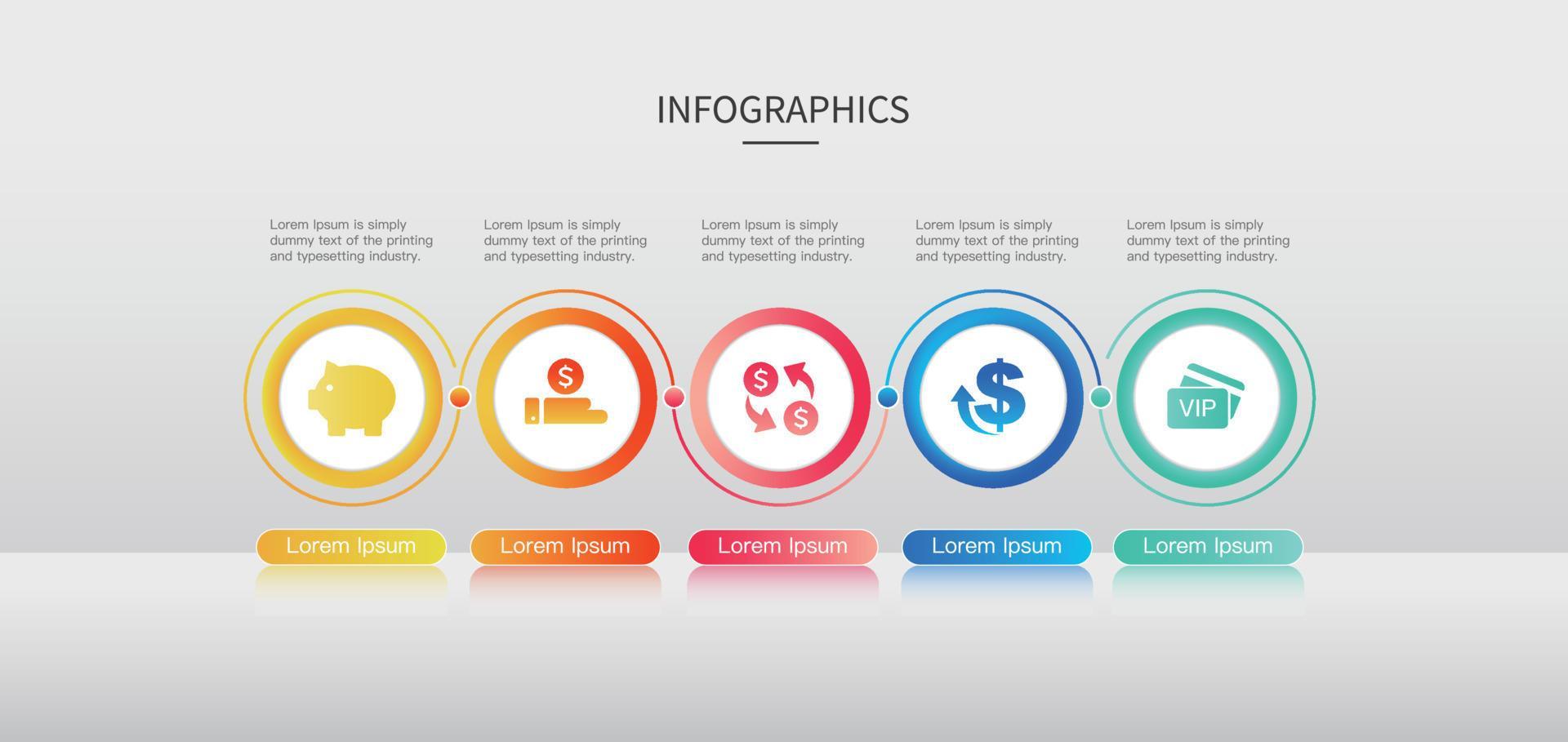 Vector Infographic flow chart template with icons and 5 options or ...