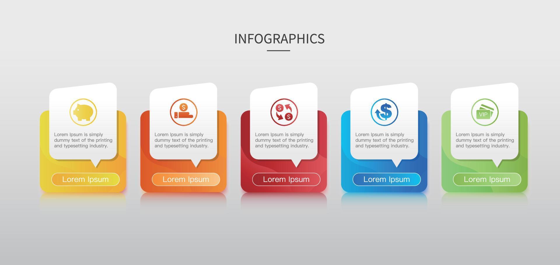 Vector Infographic flow chart template with icons and 5 options or ...