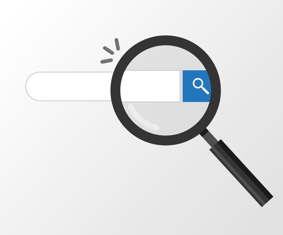 The magnifying glass is facing the search bar, and the webpage prompts to search vector