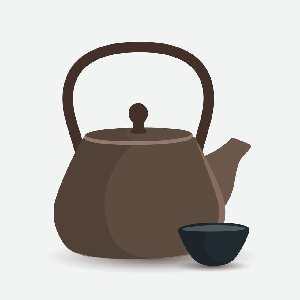 Ceramic teapot of illustration. Asian tea ceremony elements isolated background. vector