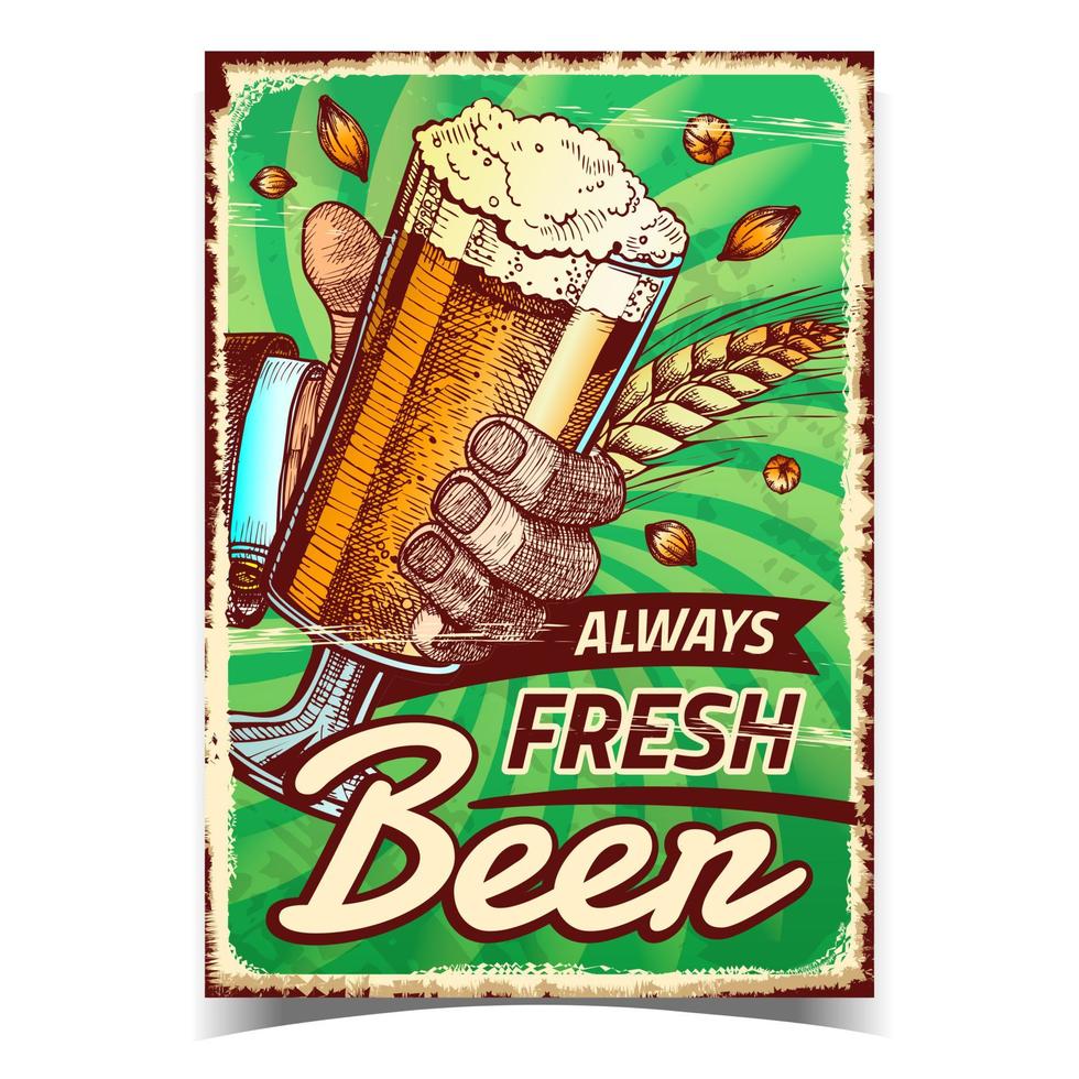 cerveza siempre fresca publicidad creativa poster vector