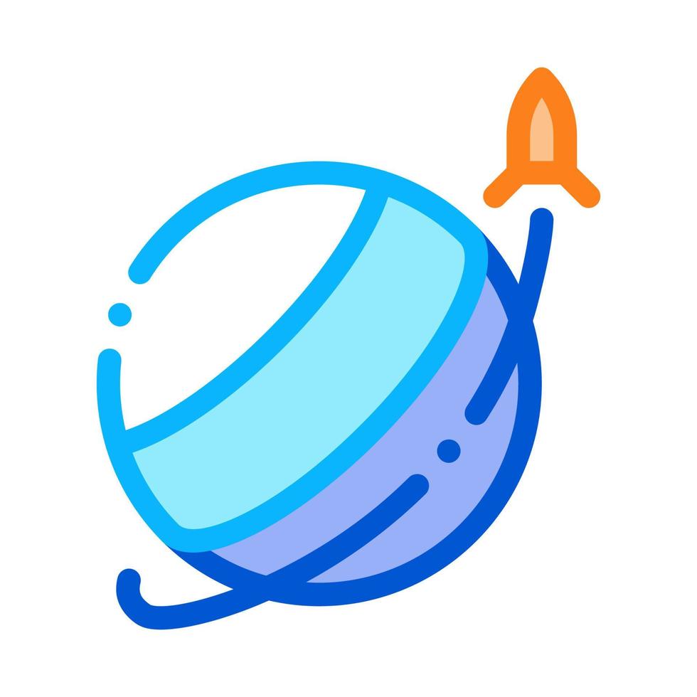 Rocket Fly Round Planet Icon Outline Illustration vector