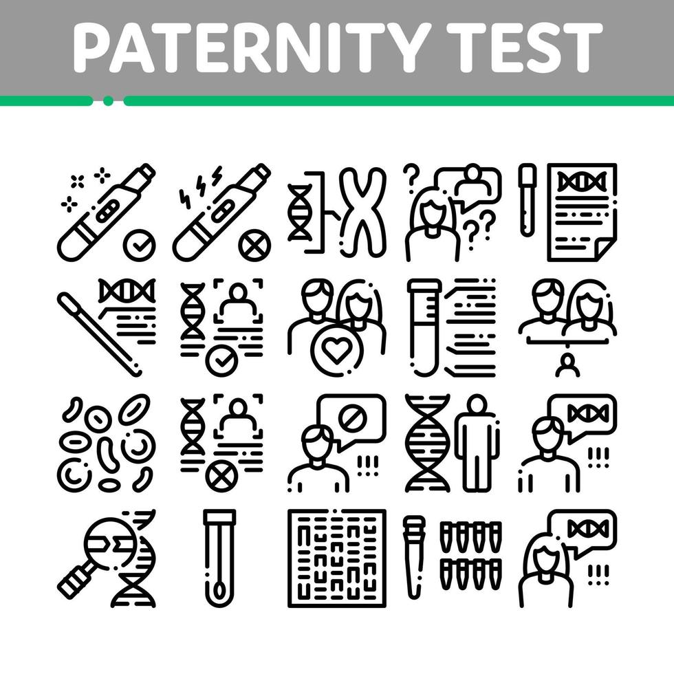 conjunto de iconos de colección de ADN de prueba de paternidad vector