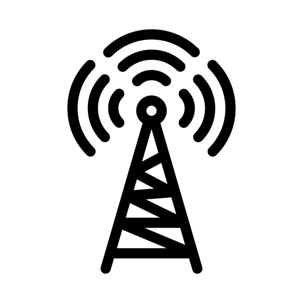 ilustración de esquema de icono de antena de torre de radio vector