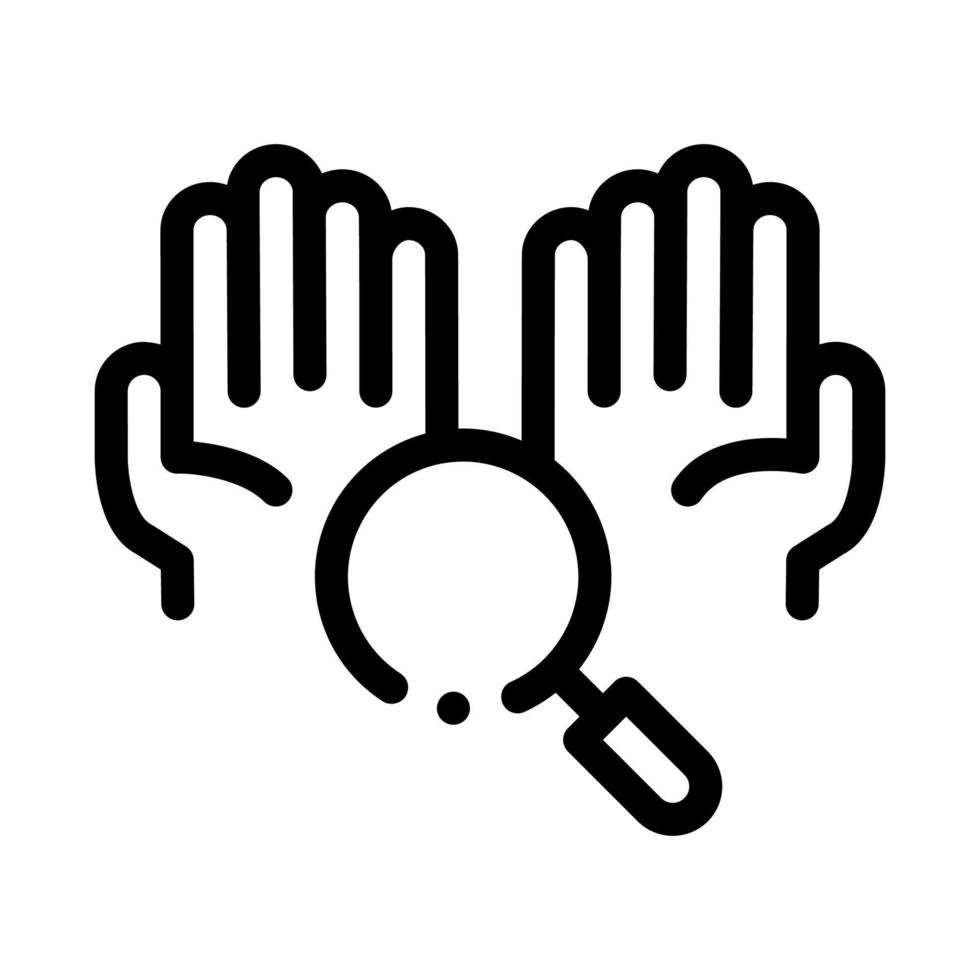 Hands And Magnifier Icon Outline Illustration vector