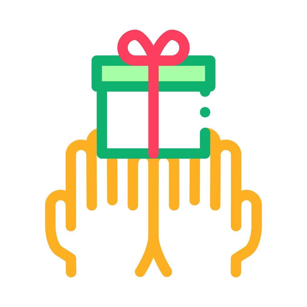 Hands Giving Gift Icon Vector Outline Illustration