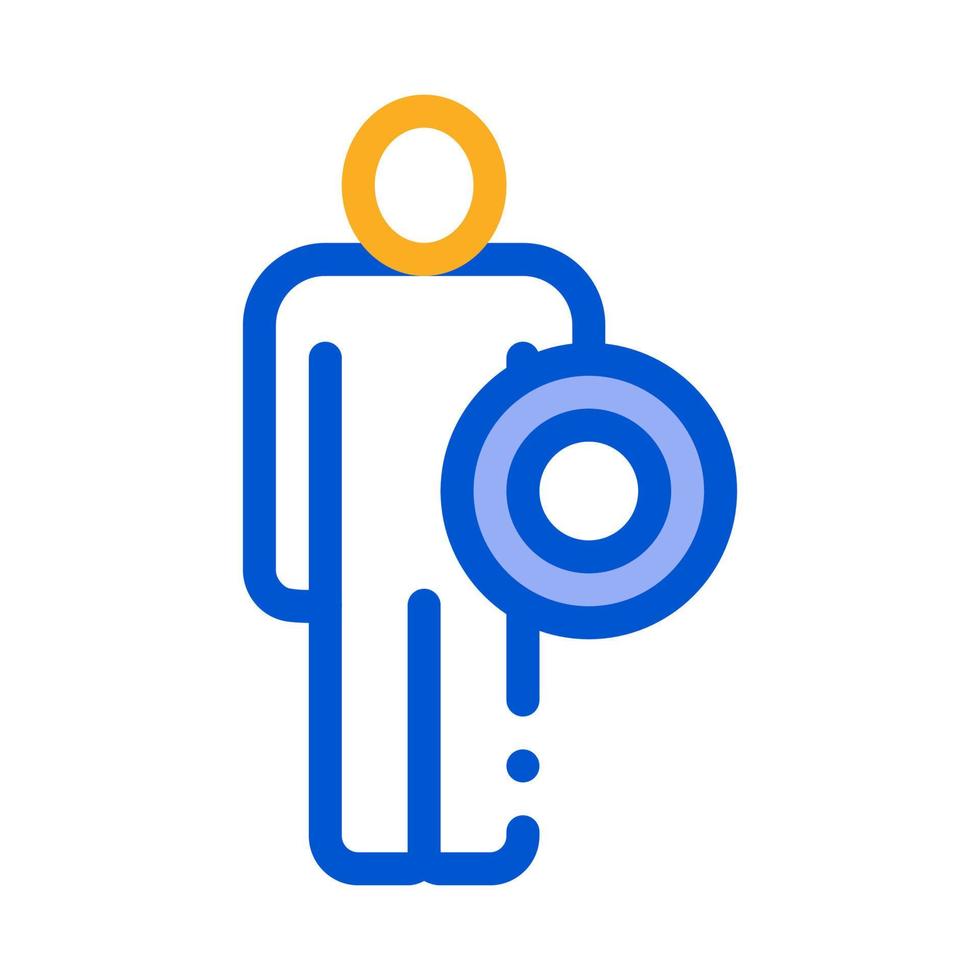 Strong Man With Shield Icon Vector Outline Illustration